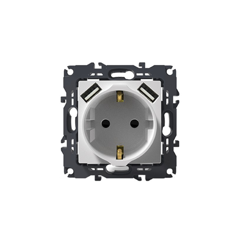 PRIME ΠΡΙΖΑ ΣΟΥΚΟ ΑΣΦΑΛΕΙΑΣ ΛΕΥΚΗ 2P+E 16A 250VAC &amp; 2 USB 5VDC 3.1A IP20