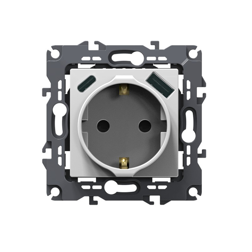 PRIME ΠΡΙΖΑ ΣΟΥΚΟ ΑΣΦΑΛΕΙΑΣ  ΛΕΥΚΗ 1X2P+E 16A 250VAC &amp; 2xUSB 5VDC 3A IP20
