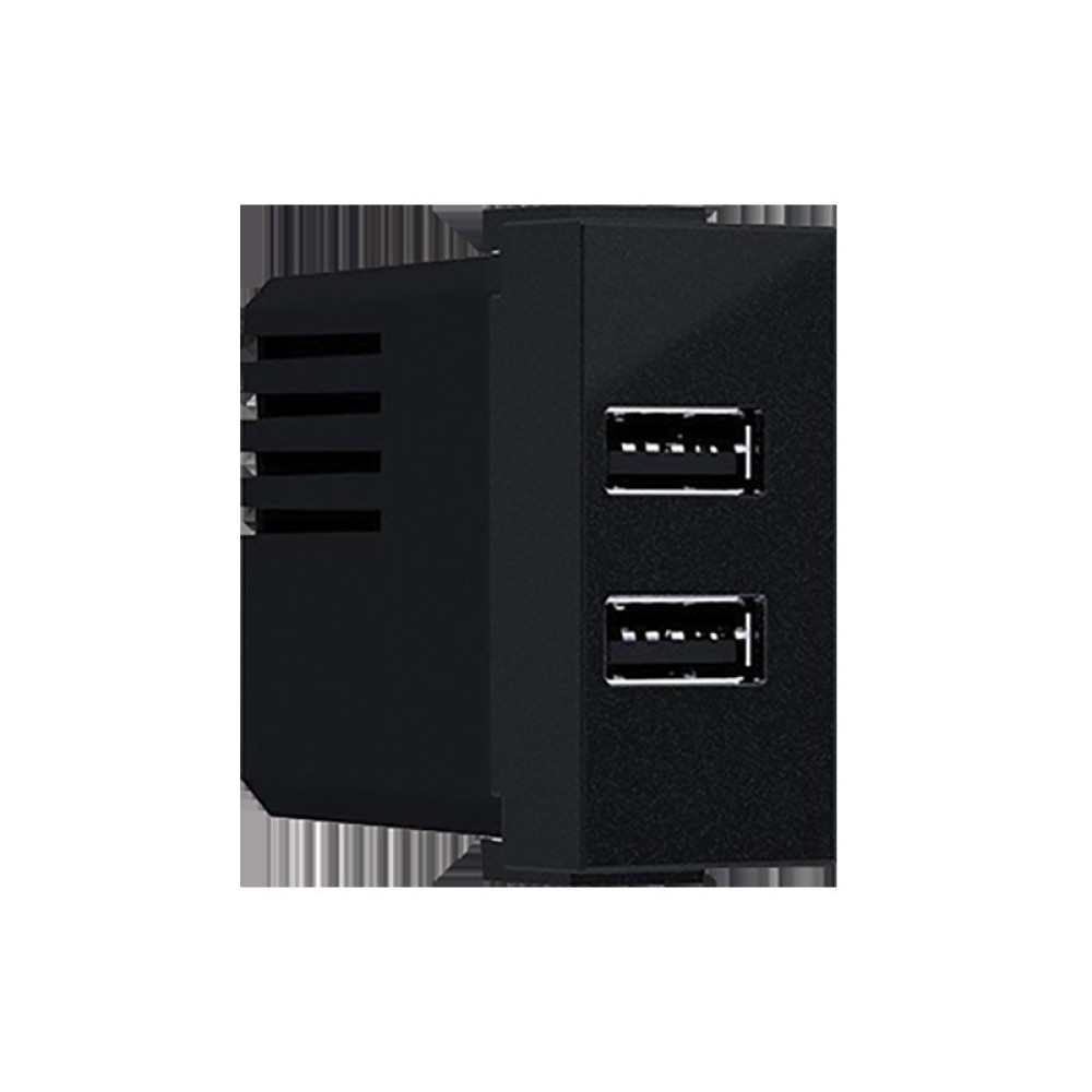 MODYS ΠΡΙΖΑ ΤΡΟΦΟΔΟΣΙΑΣ USB  2XUSB ΜΑΥΡΗ ΜΑΤ 5VDC 2X1.2A IP20