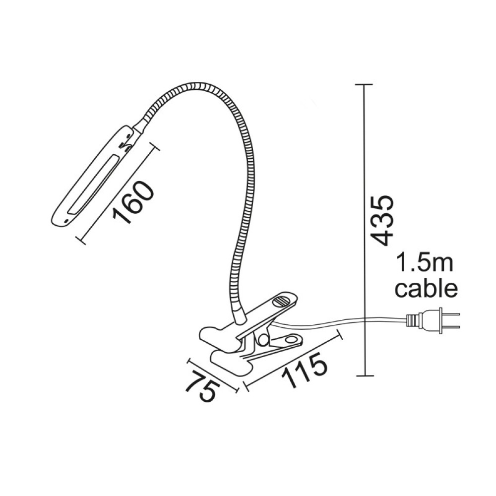 LED ΓΡΑΦΕΙΟΥ 5W ΜΑΥΡΟ 4000K+ΣΠΙΡΑΛ+ΚΛΙΠ230V7,5X11,5XH43,5CM BAZ2