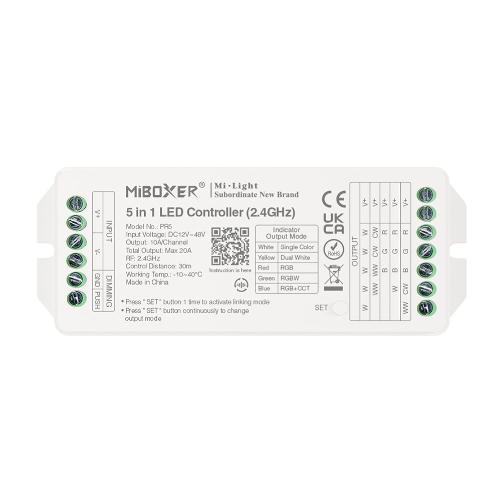 LED CONTROLLER 2,4GHz 5 IN 1,TOTAL OUTPUT MAX 20A