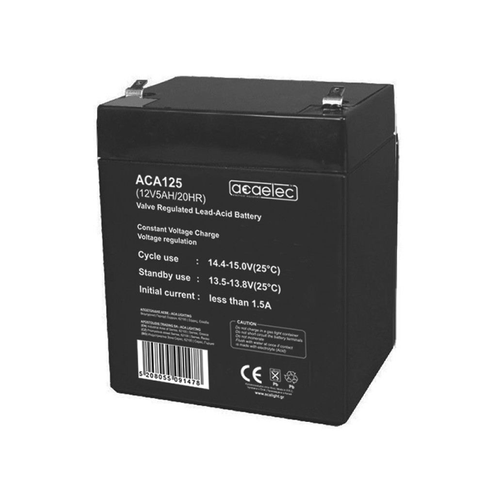 ΜΠΑΤΑΡΙΑ AGM VRLA 12V 5AH/20HR 1,5kg 87X67X103MM