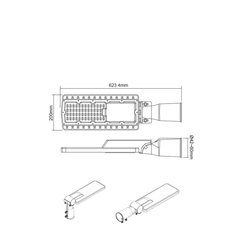 LED ΦΩΤΙΣΤΙΚΟ ΟΔΙΚΟΥ 230V AC 90W 4000K 12600LM 150Χ75˚ CLASS I IP66