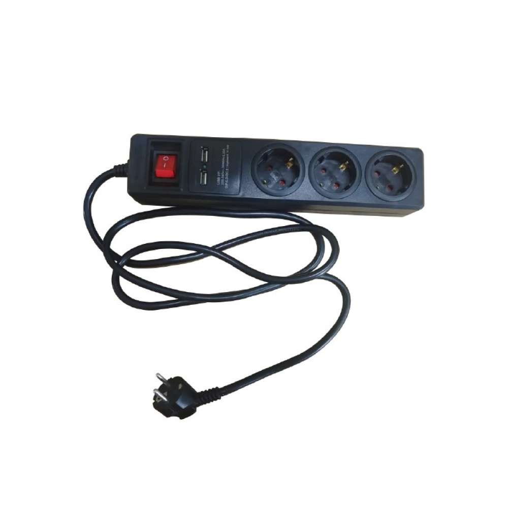 ΠΟΛΥΠΡΙΖΟ 6 ΣΟΥΚΟ ΑΣΦΑΛΕΙΑΣ ΜΕ ΔΙΑΚΟΠΤΗ+2USB 16A IP20 ΜΕ ΚΑΛΩΔΙΟ H05VV-F 3X1.5MM2 1.5m