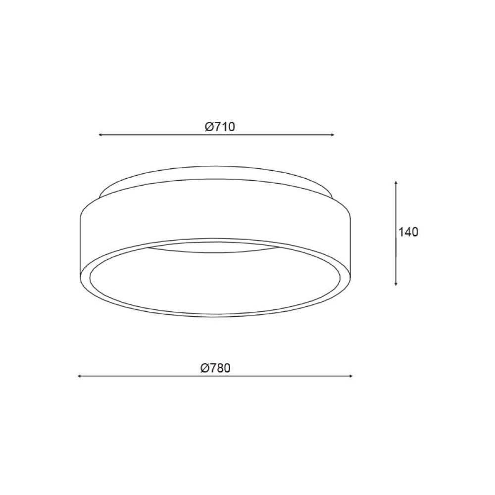 ΟΡΟΦΗΣ Φ/Σ LED 73W DIMMER CCT 5450LM ΜΑΥΡΟ ΜΕΤΑΛΛΙΚΟ D78XH14CM APOLLO