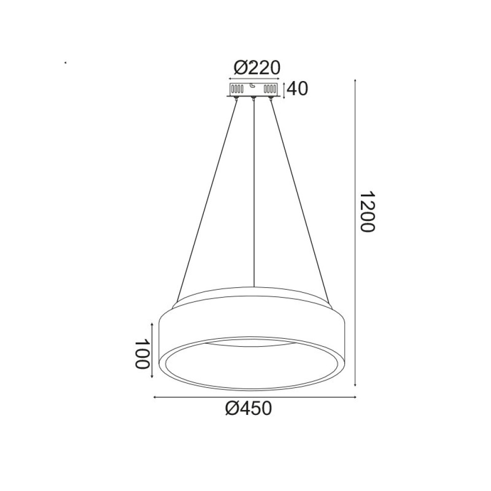 NETTO ΦΩΤΙΣΤΙΚΟ ΚΡΕΜΑΣΤΟ ΛΕΥΚΟ ΜΑΤ ΜΕΤΑΛΛΙΚΟ LED 34W 3000K 1700Lm IP20 Φ450Χ1200mm