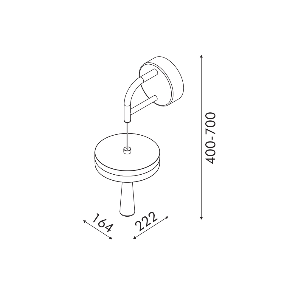 ASIAN-ΦΩΤΙΣΤΙΚΟ ΕΠΙΤΟΙΧΟ ΧΡΥΣΟ ΑΛΟΥΜΙΝΙΟΥ LED SMD 11W CCT 715LM IP20 164X222X400-700MM