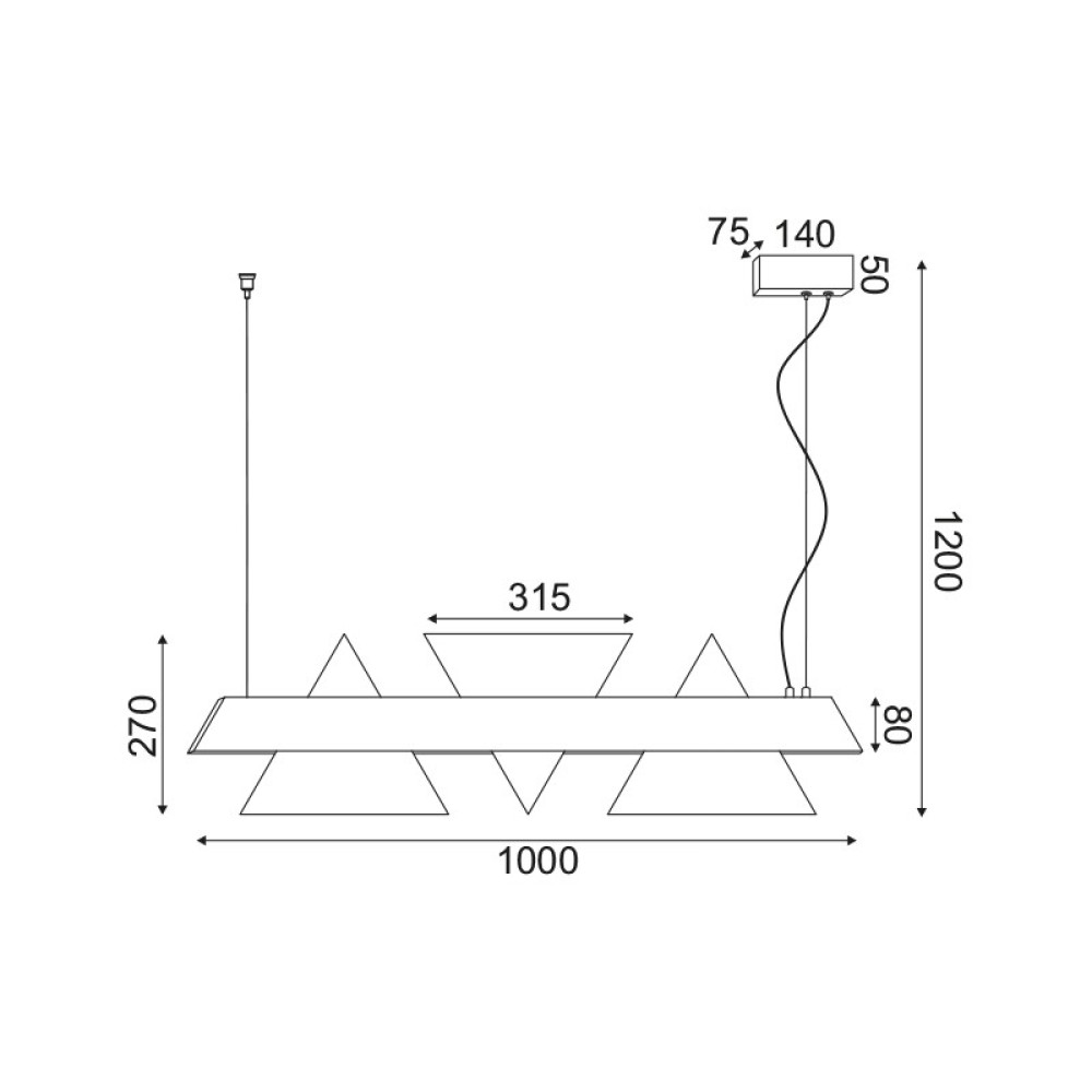 NETTO ΦΩΤΙΣΤΙΚΟ ΚΡΕΜΑΣΤΟ ΜΑΥΡΟ ΜΕΤΑΛΛΙΚΟ LED 18W 3000K 1960Lm IP20 1000Χ1200mm