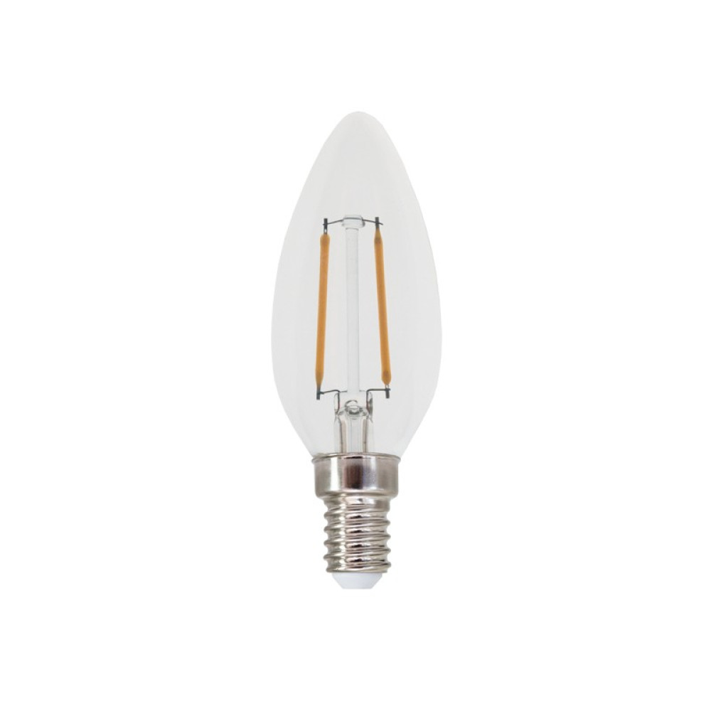 FILAMENT LED C35 2W 2700K 230V AC 250LM RA80 30000HRS 360° 1xE14 1xE14