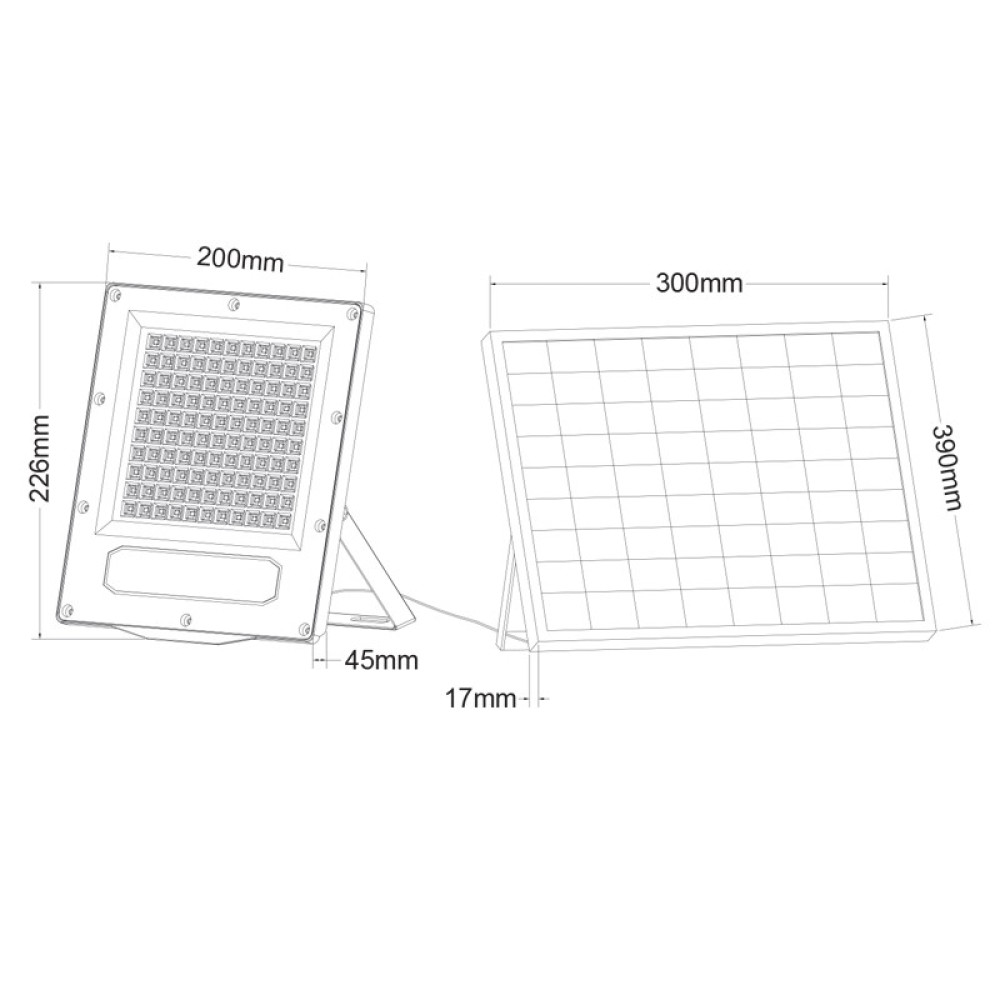 ΠΡΟΒΟΛΕΑΣ ΜΕ ΦΩΤΟΒΟΛΤΑΙΚΑ ΠΑΝΕΛ LED SMD 180W 4000K 90° IP66 Ra80