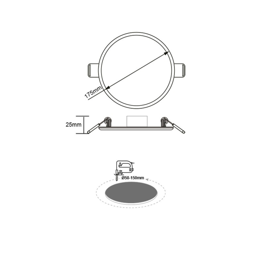 FLEX W ROUND LED SLMPANEL 15W 3000K 1300LM 230V AC Φ50-150 120°