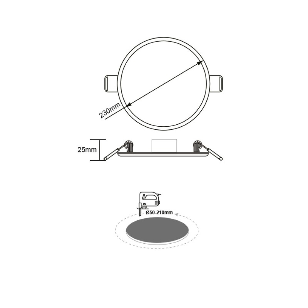 FLEX W ROUND LED SLMPANEL 19W 3000K 1480LM 230V AC Φ50-210 120°