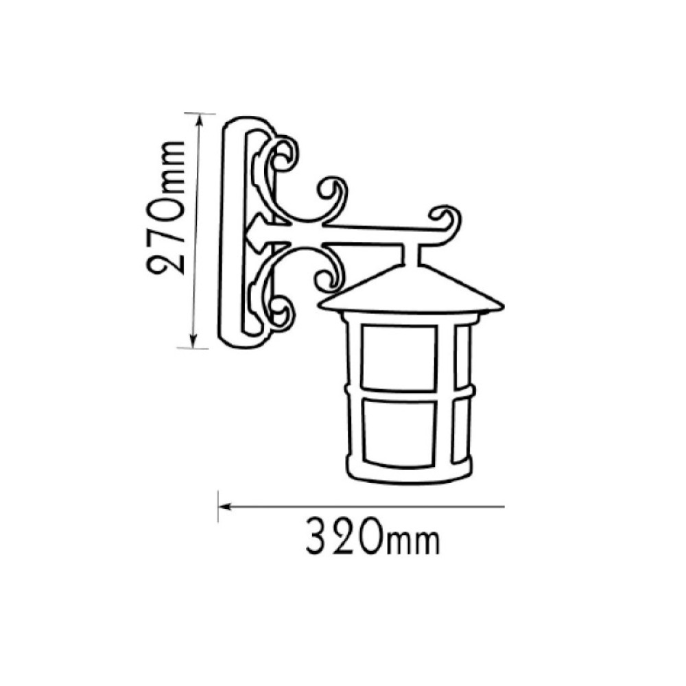 CRES - ΦΑΝΑΡΙ ΠΑΡΑΔΟΣΙΑΚΟ ΑΛΟΥΜΙΝΙΟ ΣΚΟΥΡΙΑ ΣΥΜΒΑΤΙΚΟ 1xE27 IP45 Φ320x270mm
