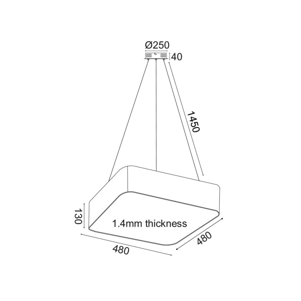 ΚΡΕΜΑΣΤΟ Φ/Σ LED 40W 4000LM CCT ΛΕΥΚΟ ΜΕΤ/ΚΟ 48X48XH140CM EMERY