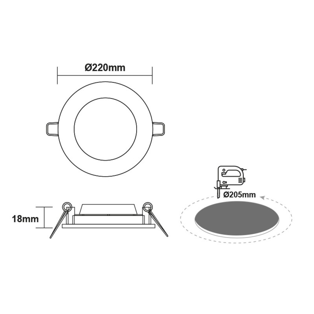 LED ΧΩΝΕΥΤΟ ΦΩΤΙΣΤΙΚΟ ΛΕΥΚΟ ΣΤΡΟΓΓΥΛΟ 230V AC 22W 4000K 2350LM Ra80 Φ220