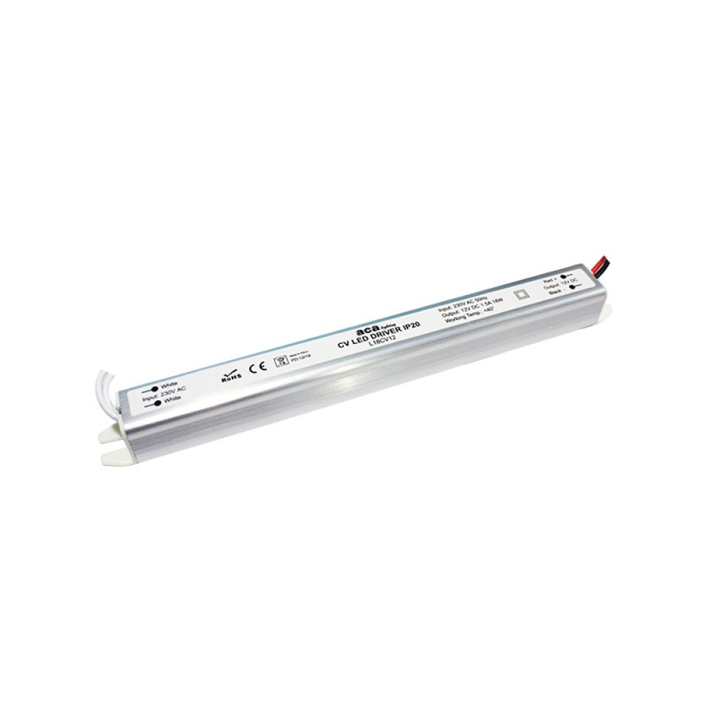 ΓΡΑΜΜΙΚΟ ΜΕΤΑΛΛΙΚΟ CV LED DRIVER 18W 230V AC12V DC 1.5A IP20 ΜΕ ΚΑΛΩΔΙΑ