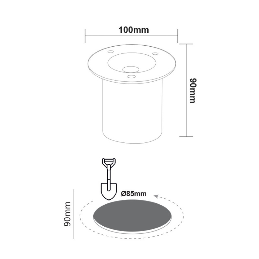 LED ROUND COB INGROUND SPOT LUMINAIRE 7W 450LM 3000K 45° 230V AC IP67 RA80 30000hrs