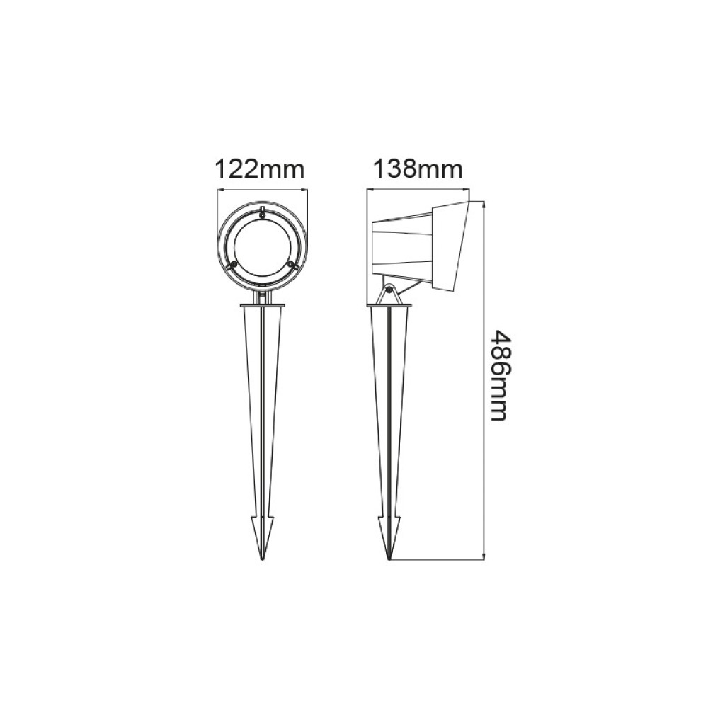 LED COB SPOT LUMINAIRE &amp; SPIKE 19W 1400LM 40° 230V AC 3.000K DARK GREY CRI80 IP65 30.000HRS