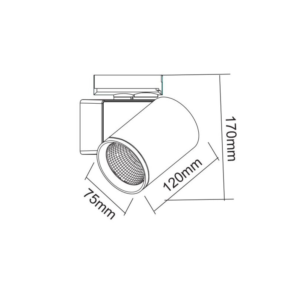 LED ΦΩΤΙΣΤΙΚΟ ΡΑΓΑΣ 230V AC 20W 4000K 1-PHASE 34° 2100LM Ra80 ΜΑΥΡΟ