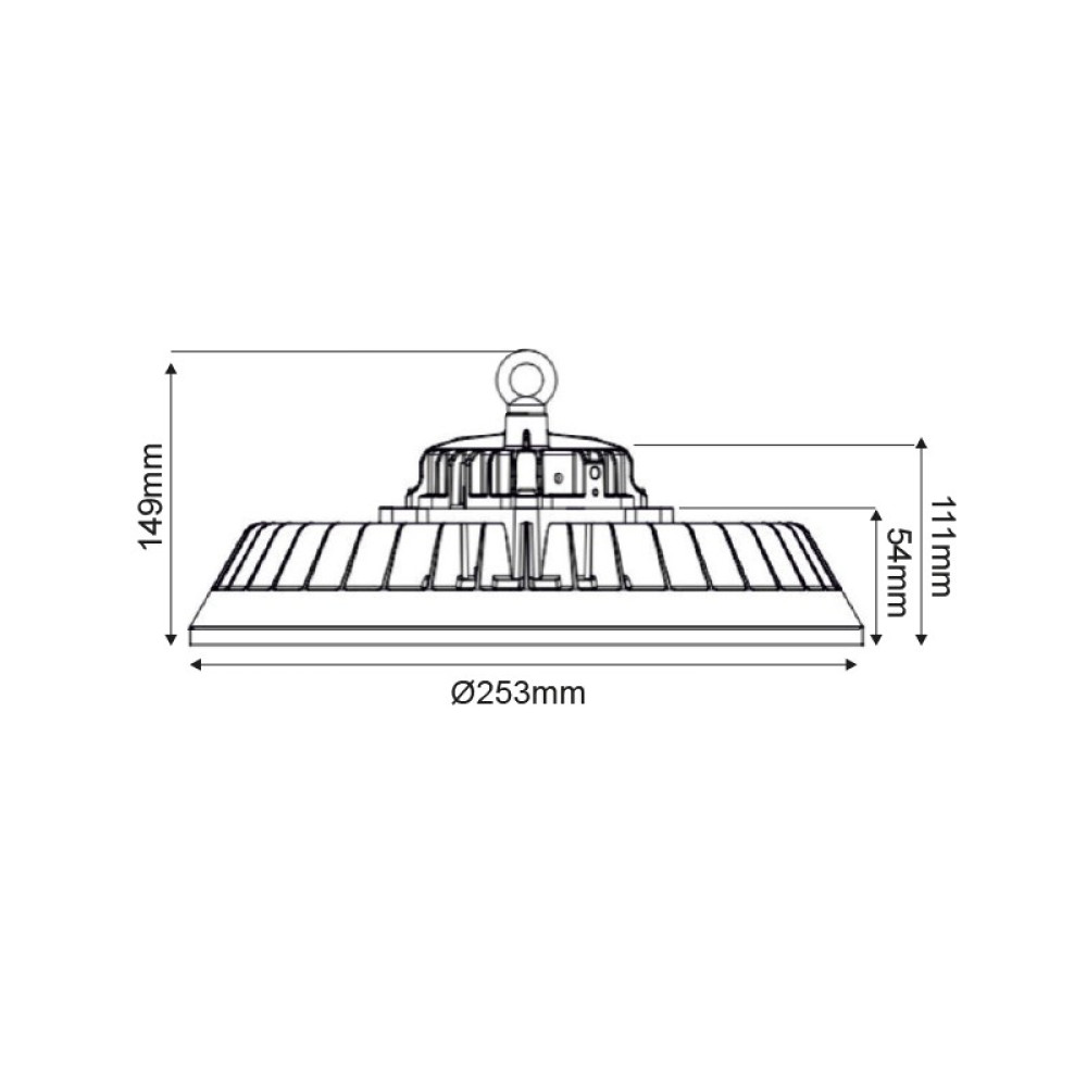 LED HIGH BAY ΦΩΤΙΣΤΙΚΟ ΚΑΜΠΑΝΑ ΜΑΥΡΟ 230V AC 60 &amp; 80 &amp; 100W 5000K 200LM/W 90° IP65 Ra70 50.000HRS