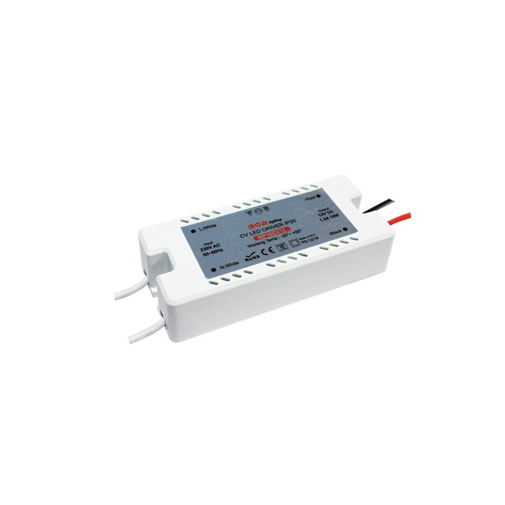 ΜΙΝΙ ΠΛΑΣΤΙΚΟ CV LED DRIVER 18W 230V AC12V DC 1.5A IP20 ΜΕ ΚΑΛΩΔΙΑ