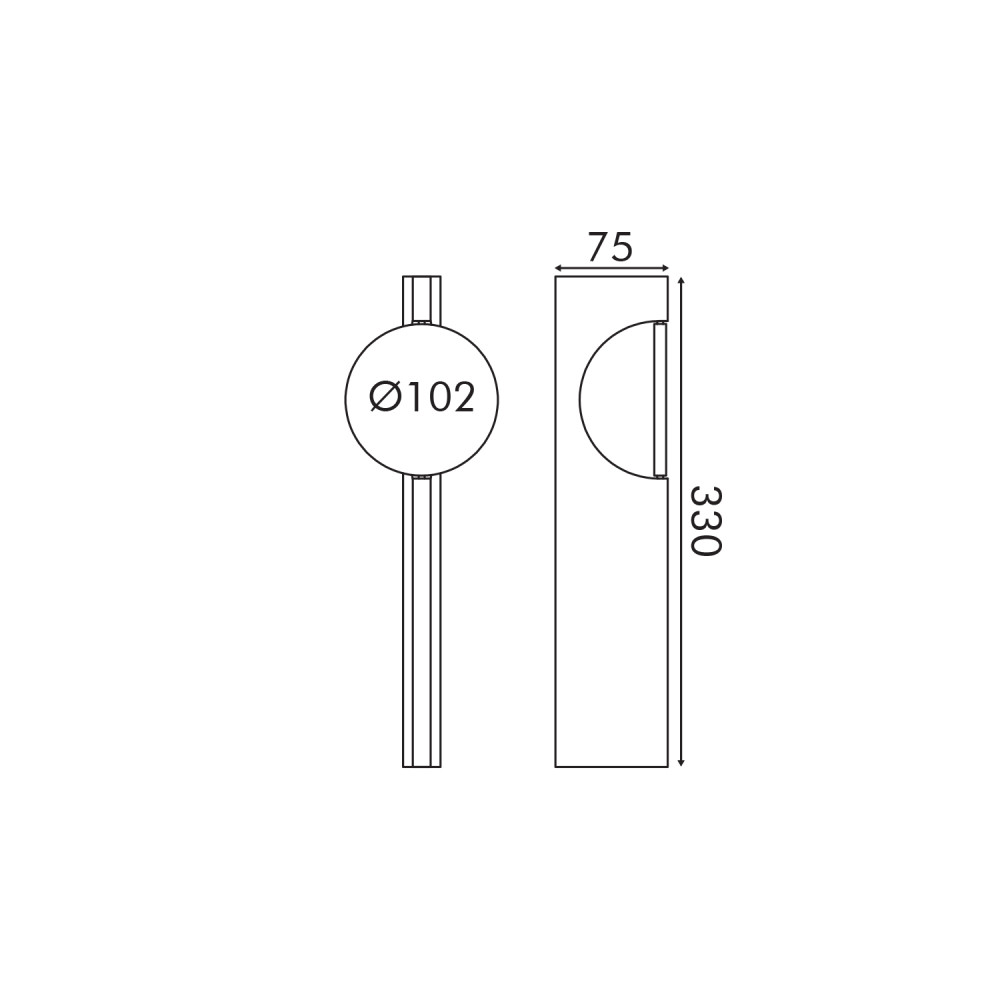 ΦΩΤΙΣΤΙΚΟ ΕΠΙΤΟΙΧΙΟ-ΜΑΥΡΟ ΜΕΤΑΛΛΟ LED 5W 2700Κ IP20 100x100xH330mm