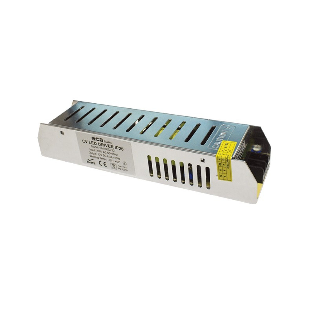 ΜΕΤΑΛΛΙΚΟ CV LED DRIVER 100W 230V AC12V DC 8.3A IP20 ΜΕ ΤΕΡΜΑΤΙΚΗ