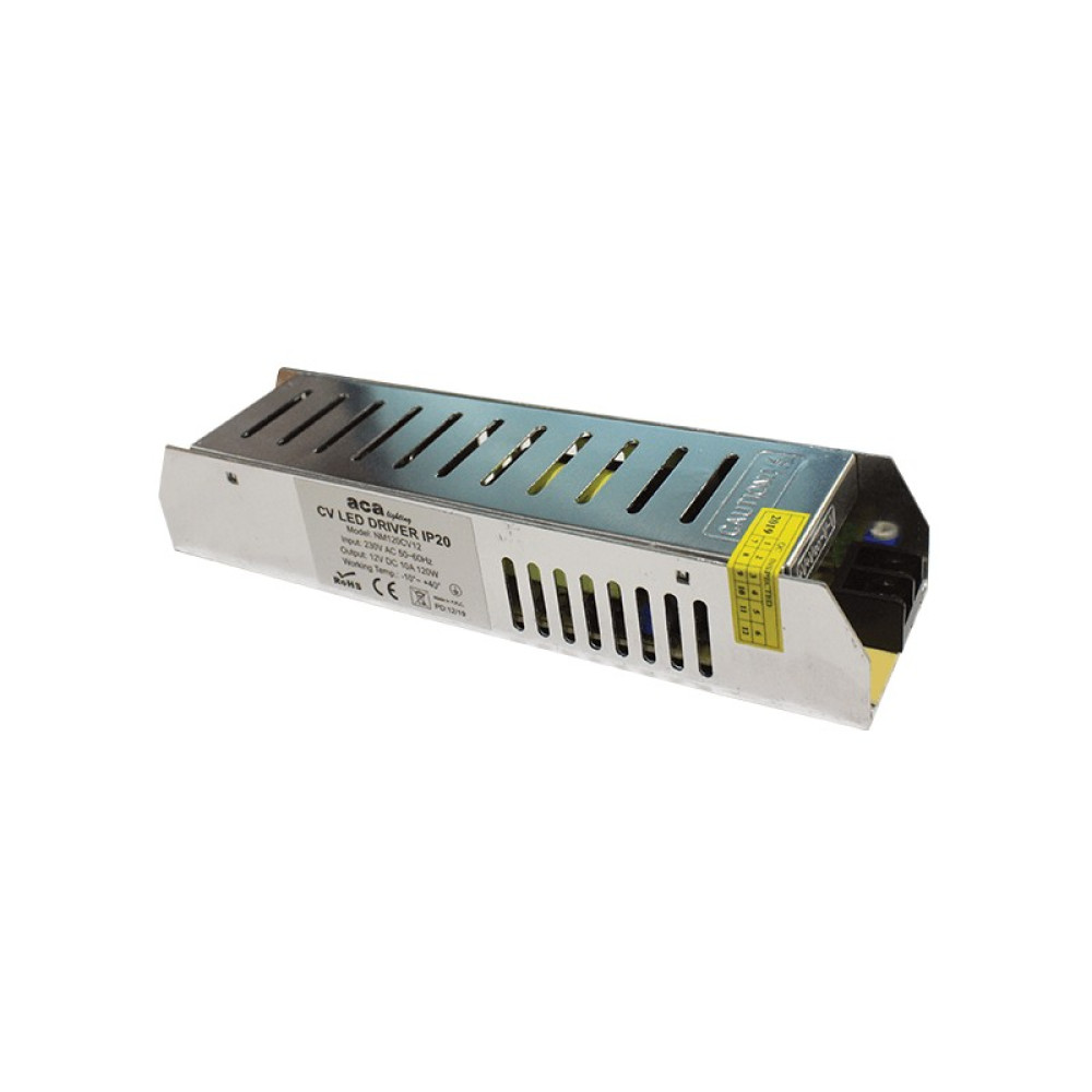 ΜΕΤΑΛΛΙΚΟ CV LED DRIVER 120W 230V AC12V DC 10A IP20 ΜΕ ΤΕΡΜΑΤΙΚΗ