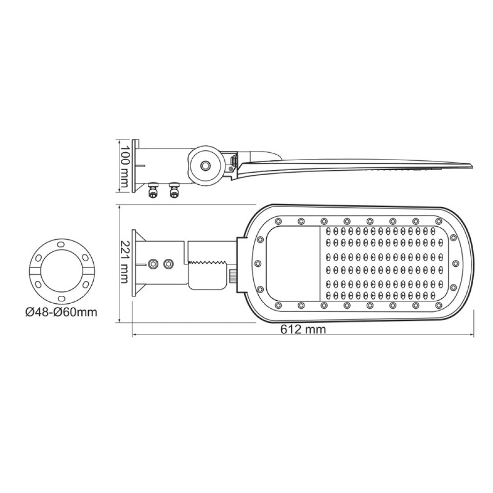 LED ΦΩΤΙΣΤΙΚΟ ΟΔΙΚΟΥ ΓΚΡΙ 230V AC 100W 4000K  14000LM140x90˚ CLASS I IP66