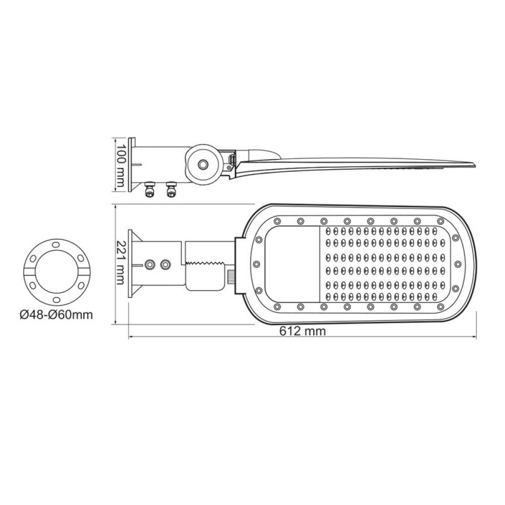 LED ΦΩΤΙΣΤΙΚΟ ΟΔΙΚΟΥ ΓΚΡΙ 230V AC 200W 4000K 27000LM 140x90˚ CLASS I IP66