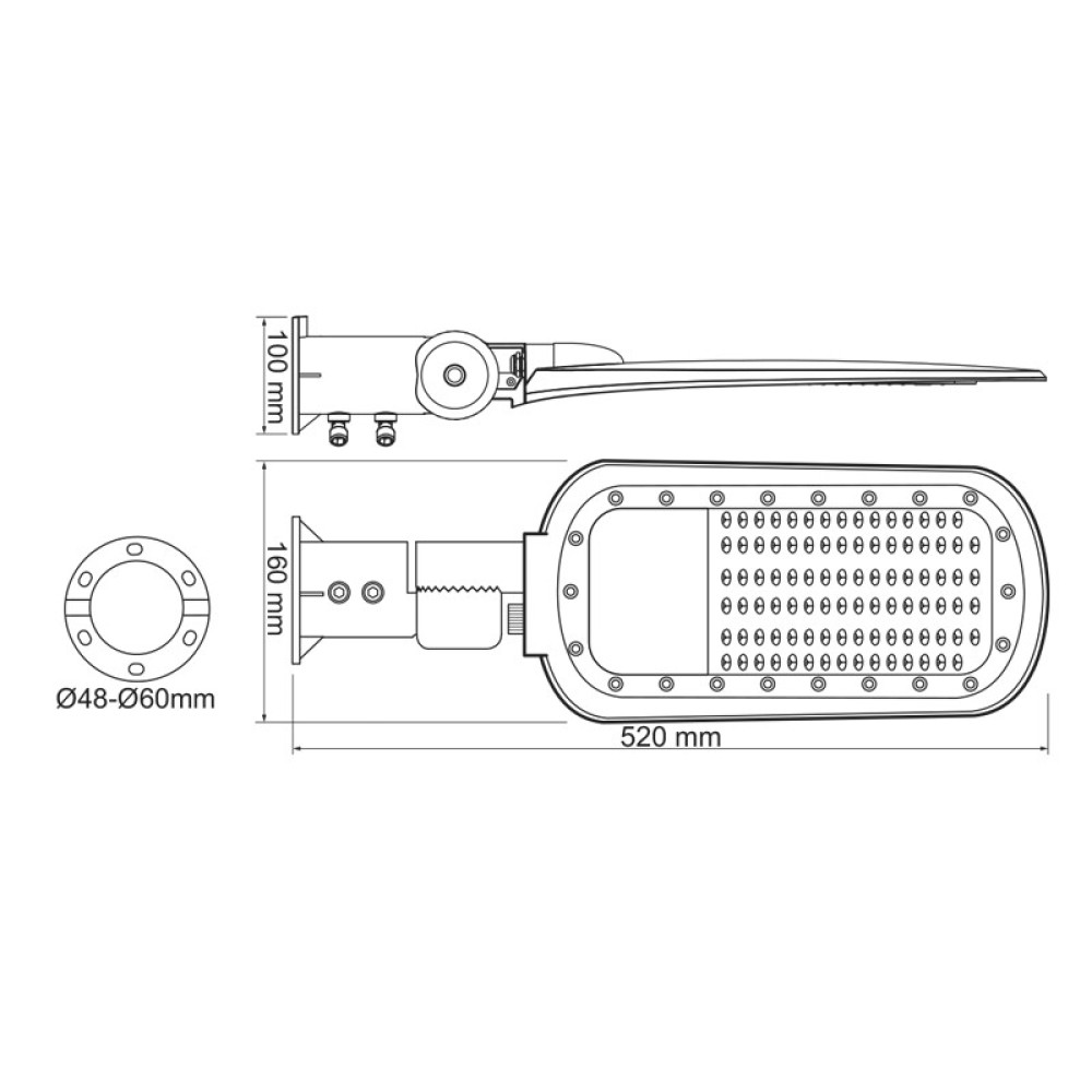 LED ΦΩΤΙΣΤΙΚΟ ΟΔΙΚΟΥ ΓΚΡΙ 230V AC 40W 4000K  5600LM 140x90˚ CLASS I IP66