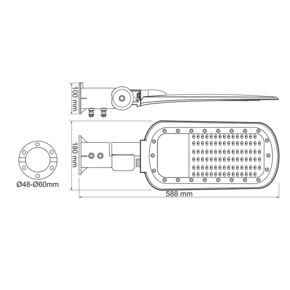 LED ΦΩΤΙΣΤΙΚΟ ΟΔΙΚΟΥ ΓΚΡΙ 230V AC 60W 4000K  8400LM 140x90˚ CLASS I IP66