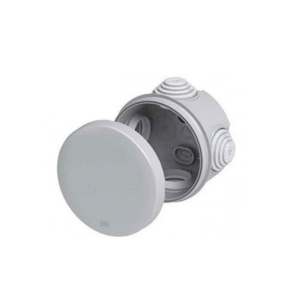 Φ80mm x 40mm ΕΠΙΤΟΙΧΟ ΚΟΥΤΙ  ΔΙΑΚΛΑΔΩΣΗΣ ΚΑΛΩΔΙΩΝ ΣΤΡΟΓΓΥΛΟ, ΓΚΡΙ ΧΡΩΜΑΤΟΣ 4 ΔΙΟΔΙΩΝ IP55 RAL7035