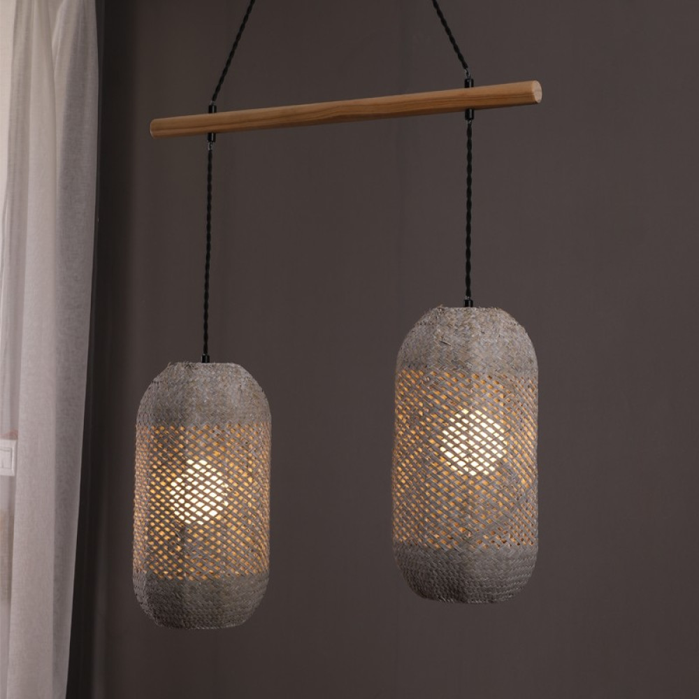 ΚΡΕΜΑΣΤΟ Φ/Σ 2ΧΕ27 RATTAN+ΞΥΛΟ 60X20XH120CM COCONUT