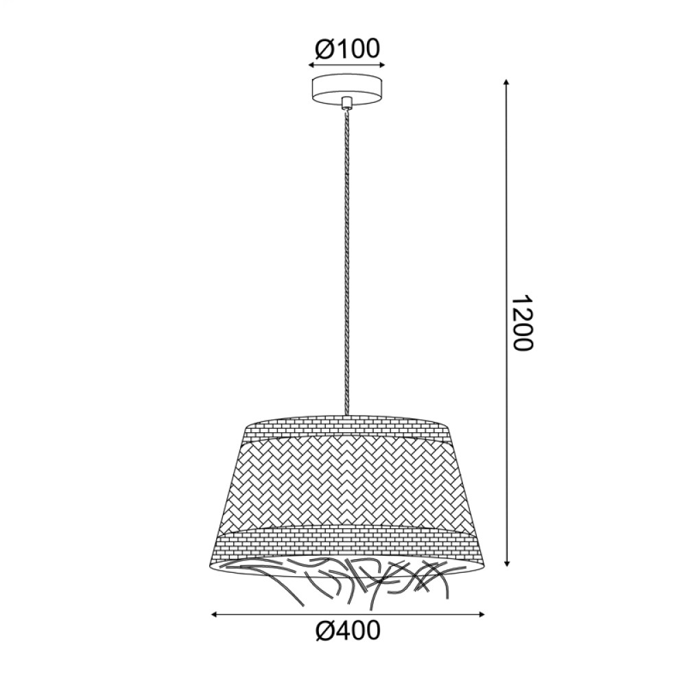 ΚΡΕΜΑΣΤΟ Φ/Σ 1xE27 ANDROS GRASS RATTAN Φ40Χ120CM