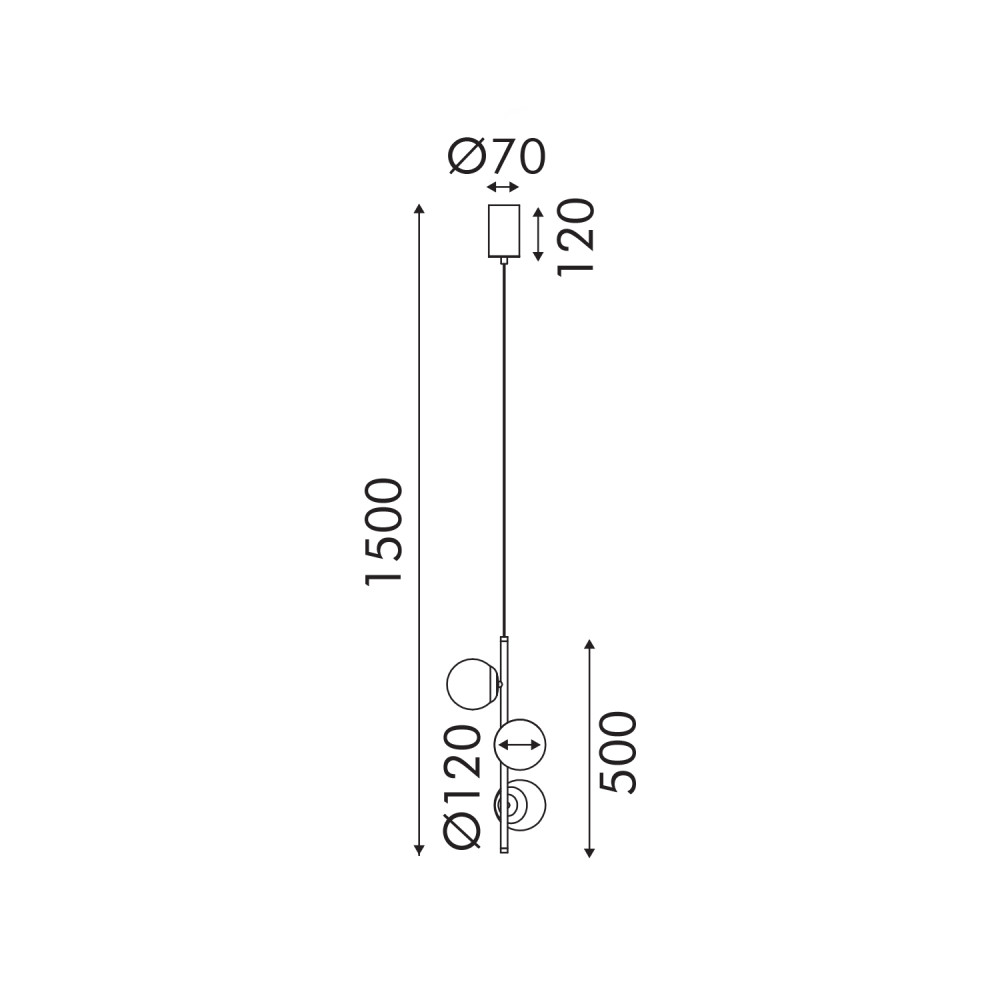 Κρεμαστό Φωτιστικό LED ACA Ball OKN96163BK Αμμώδες Μαύρο 15W 3000K 1650lm