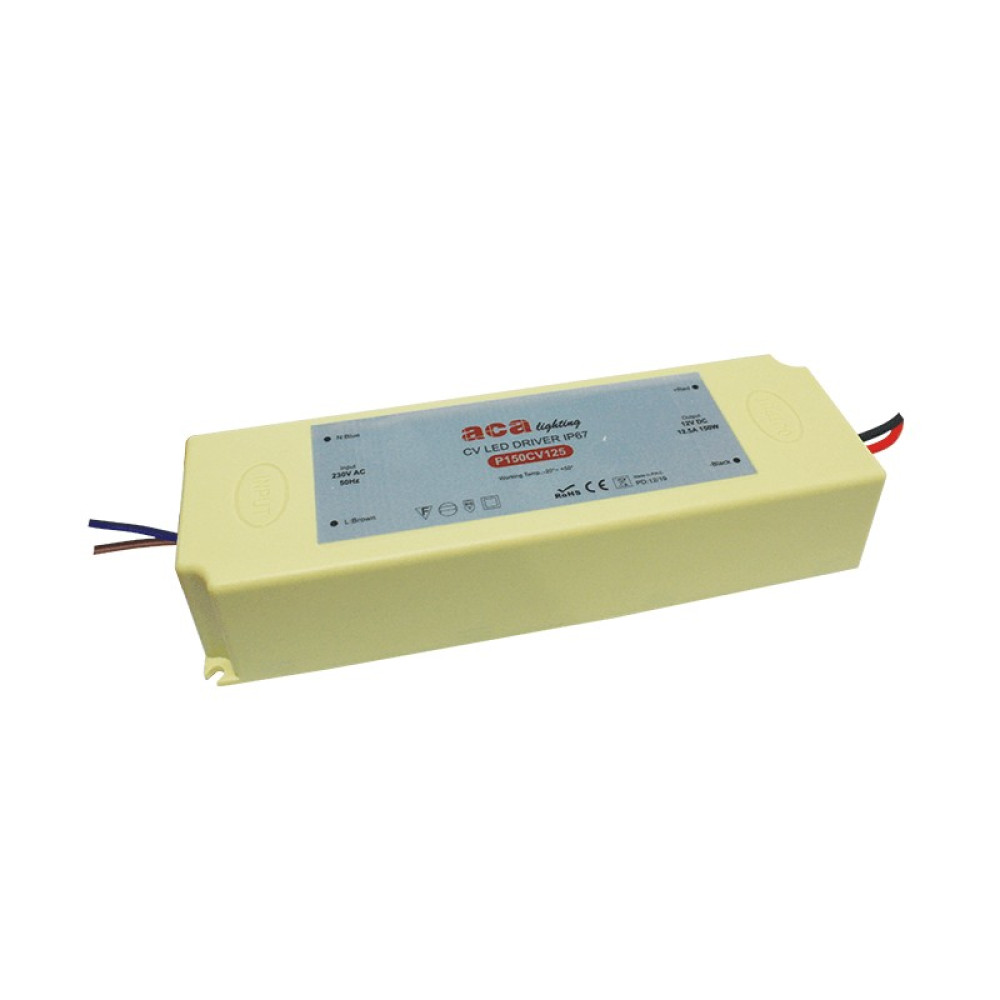ΠΛΑΣΤΙΚΟ 5YRS CV LED DRIVER 150W 230V AC-12V DC 12.5A IP67 WITH CABLES