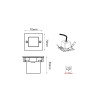 LED STEP LUMINAIRE 70X70 NM 2W 6000K 100Lm 230V IP54 RA80