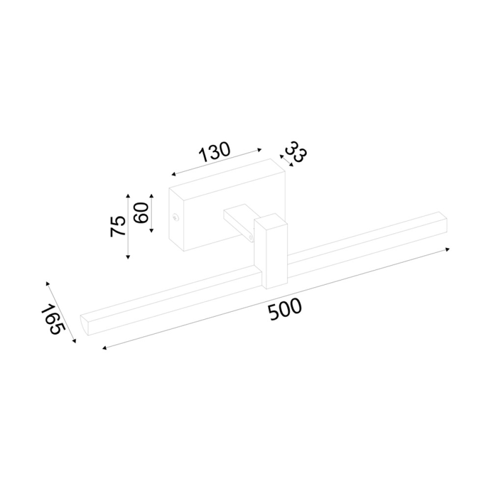 MIRAR-ΦΩΤΙΣΤΙΚΟ ΕΠΙΤΟΙΧΟ  ΜΑΥΡΟ ΜΕΤΑΛΛΙΚΟ LED 8W 3000K 520LM IP20 50X16,5X7,5CM