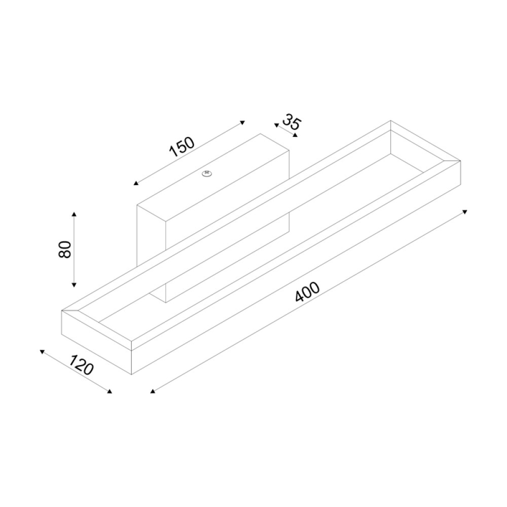 AELIA-ΦΩΤΙΣΤΙΚΟ ΕΠΙΤΟΙΧΟ ΜΑΥΡΟ ΜΕΤΑΛΛΙΚΟ LED SMD 12W 3000Κ 780LM IP20 400Χ120Χ80ΜΜ
