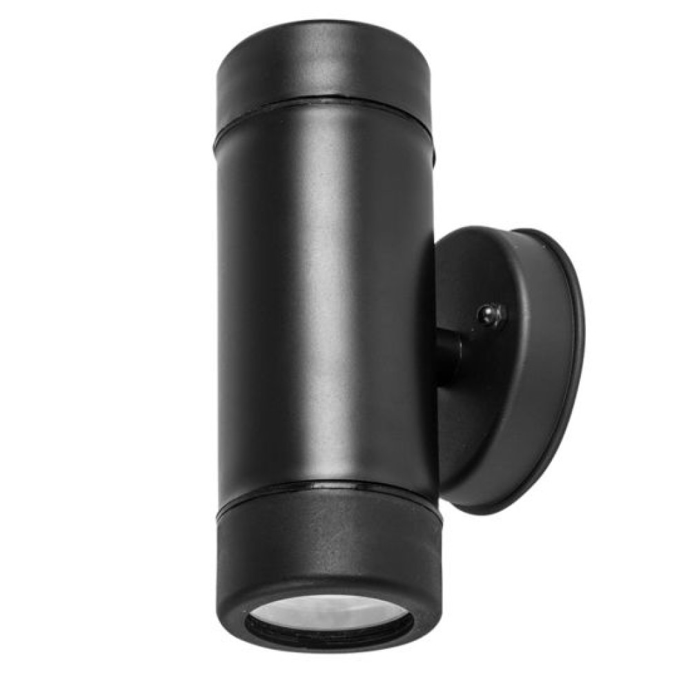 ΣΠΟΤ ΤΟΙΧΟΥ 2 ΔΕΣΜΕΩΝ ΜΑΥΡΟ ΣΥΜΒΑΤΙΚΟ 2xGU10 &amp; LED 3W IP65 60x80x170mm
