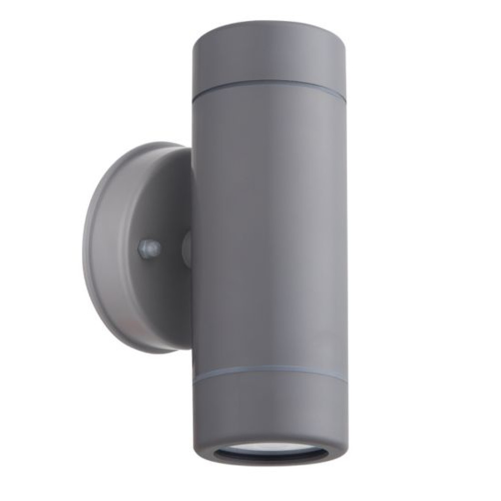 ΣΠΟΤ ΤΟΙΧΟΥ 2 ΔΕΣΜΕΩΝ ΓΚΡΙ ΣΥΜΒΑΤΙΚΟ 2xGU10 &amp; LED 3W IP65 60x80x170mm