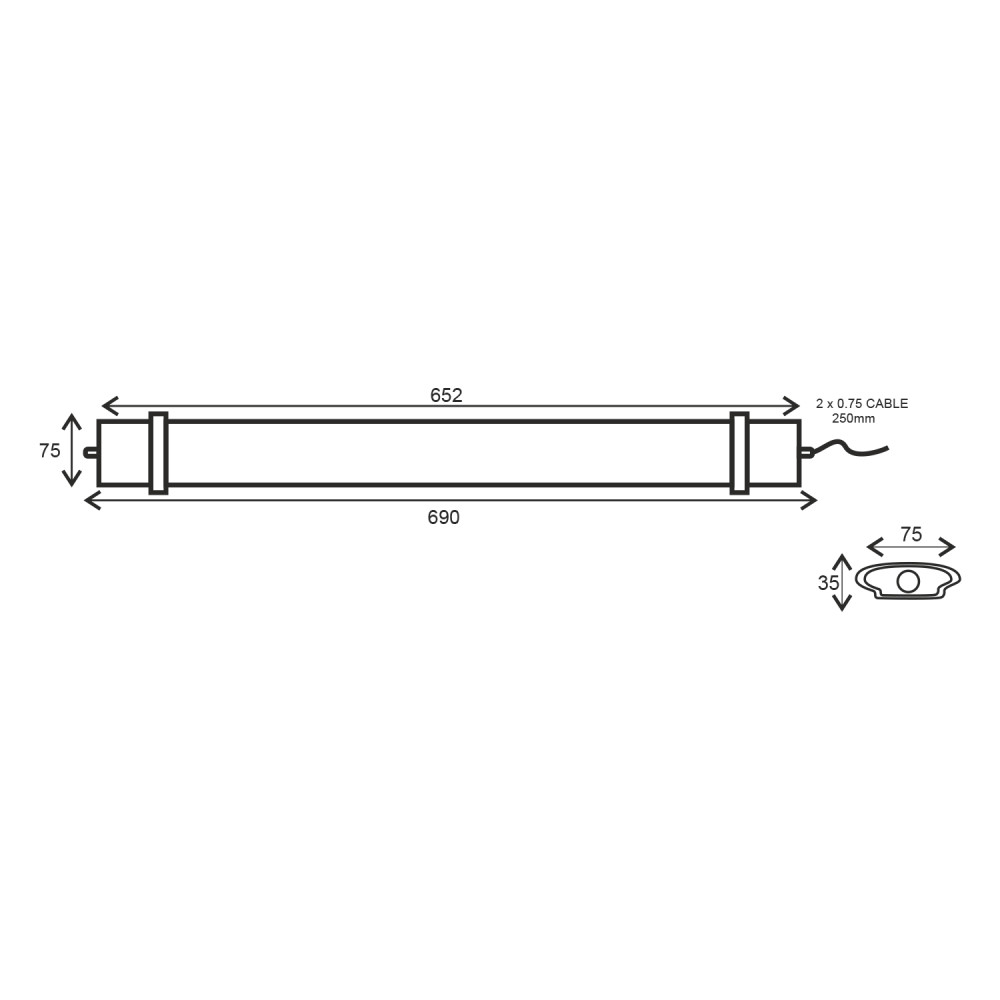 TETE ΓΡΑΜΜΙΚΟ ΦΩΤΙΣΤΙΚΟ LED 30W 652mm 6500K 2750LM IP66 230VAC Ra80