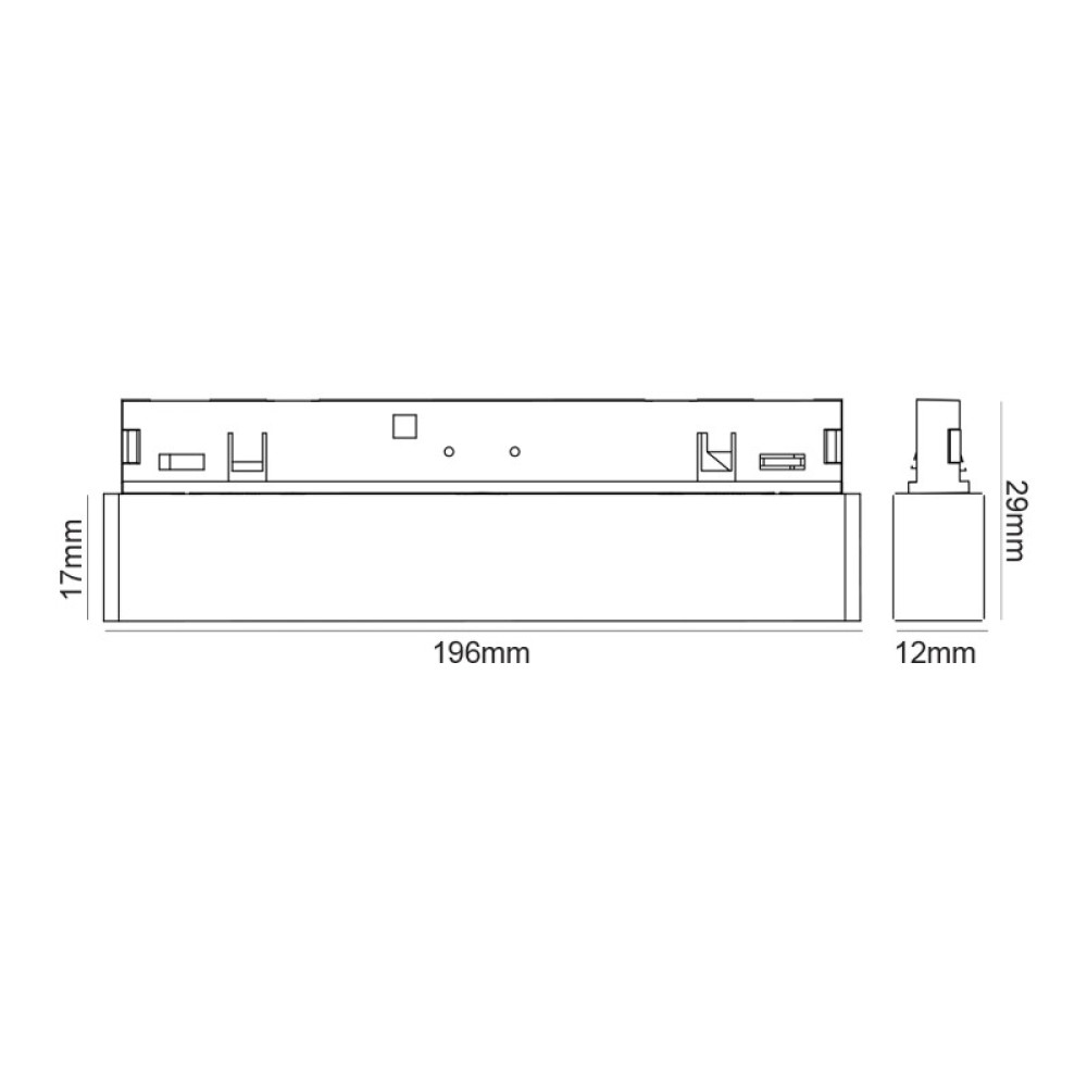 ΜΙΝΙ ΜΑΥΡΟ ΜΑΓΝΗΤΙΚΟ ΦΩΤΙΣΤΙΚΟ 24V DC 10W 3000K 490LM 36° Ra90 5YRS L196mm