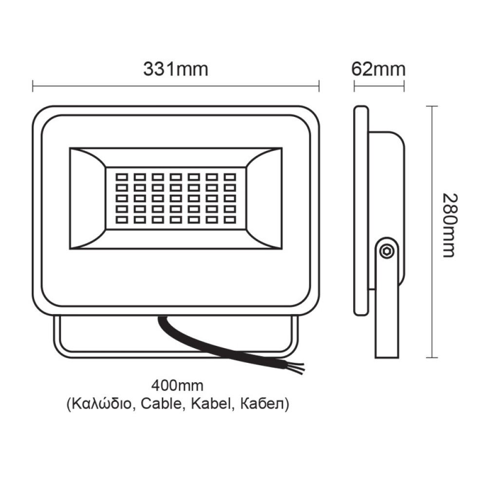 BLACK LED SMD ΠΡΟΒΟΛΕΑΣ IP66 150W 3000K 15000LM 230V AC Ra80