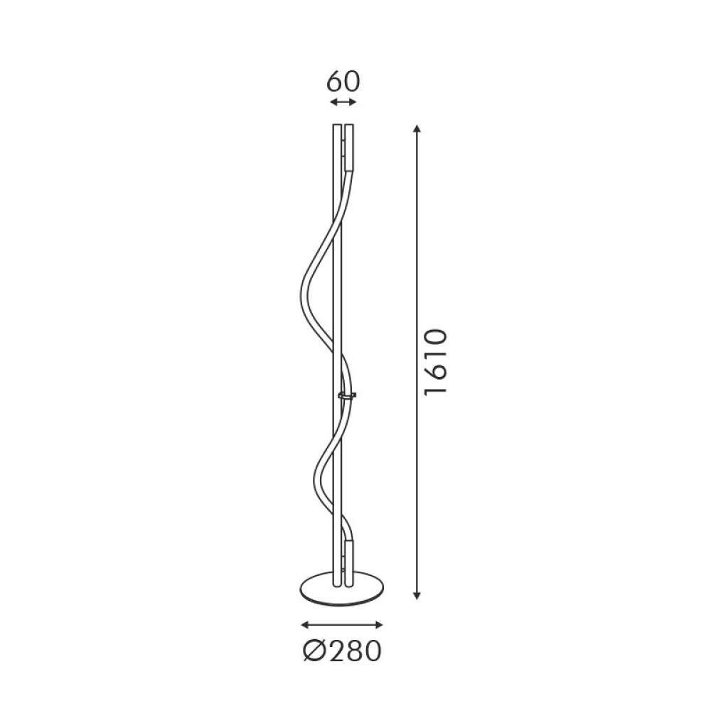 MALPO-ΦΩΤΙΣΤΙΚΟ ΕΠΙΔΑΠΕΔΙΟ ΜΑΥΡΟ ΜΕΤΑΛΛΙΚΟ LED SMD 20W 3000K 690LM IP20 Φ280Χ1600ΜΜ