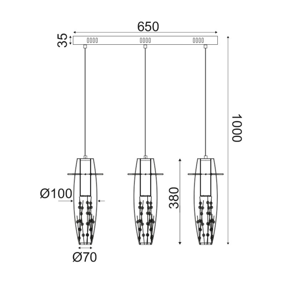 NETTO ΦΩΤΙΣΤΙΚΟ ΚΡΕΜΑΣΤΟ ΧΡΩΜΙΟ ΜΕΤΑΛΛΙΚΟ LED 9W 3000K 360Lm IP20 650Χ1000mm