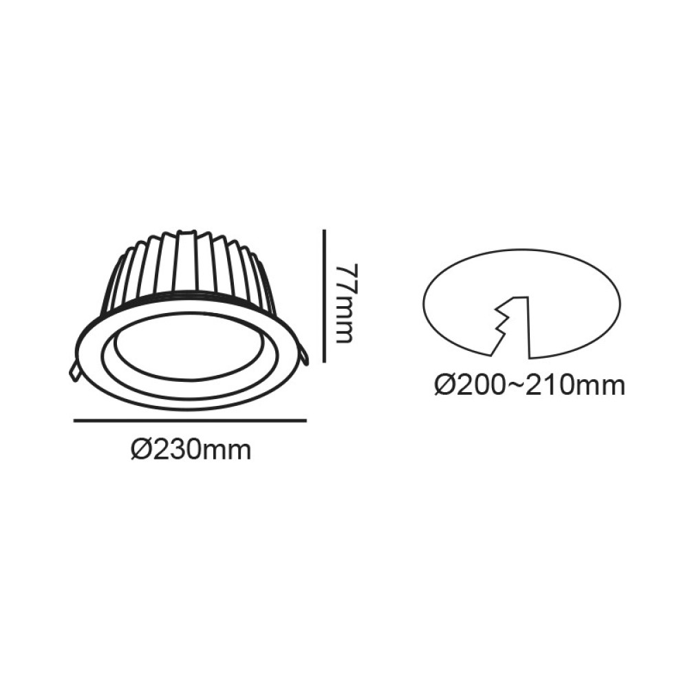 LED ΛΕΥΚΟ ΧΩΝΕΥΤΟ ΦΩΤΙΣΤΙΚΟ 230V AC 40W 6500K 5000LM 100° Ra80 Φ230x77mm 5YRS