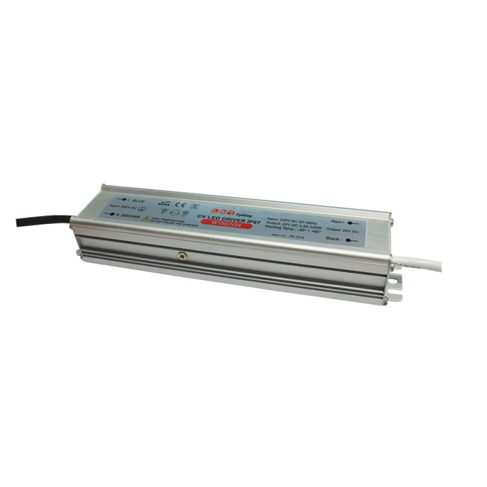 ΜΕΤΑΛΛΙΚΟ CV LED DRIVER 100W 230V AC24V DC 4.2A IP67 ΜΕ ΚΑΛΩΔΙΑ