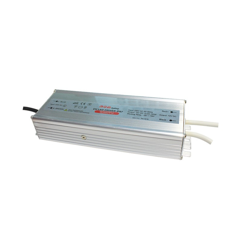 ΜΕΤΑΛΛΙΚΟ CV LED DRIVER 150W 230V AC12V DC 12.5A IP67 ΜΕ ΚΑΛΩΔΙΑ